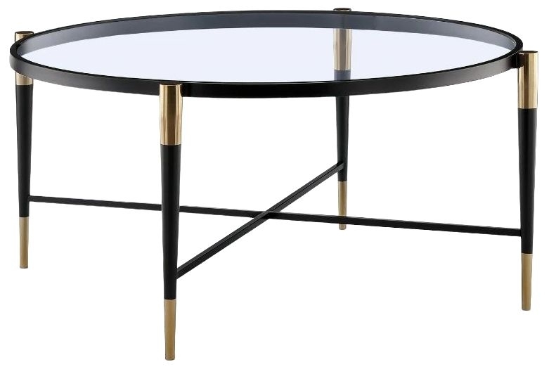 Mindy Brownes Harlinne Clear Glass And Black Round Coffee Table