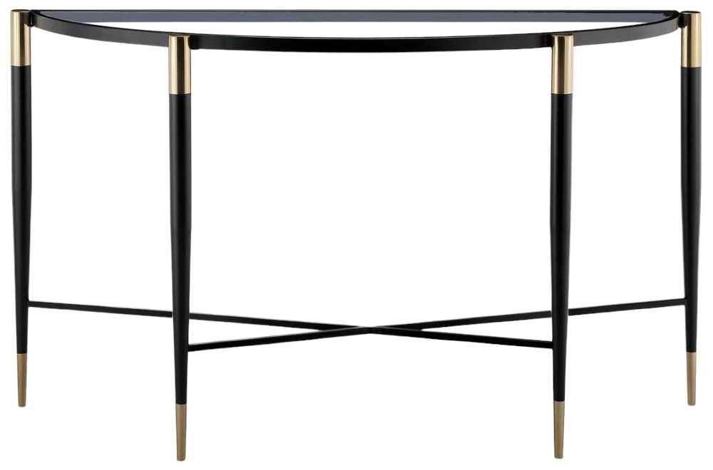 Mindy Brownes Harlinne Clear Glass And Black Half Moon Console Table