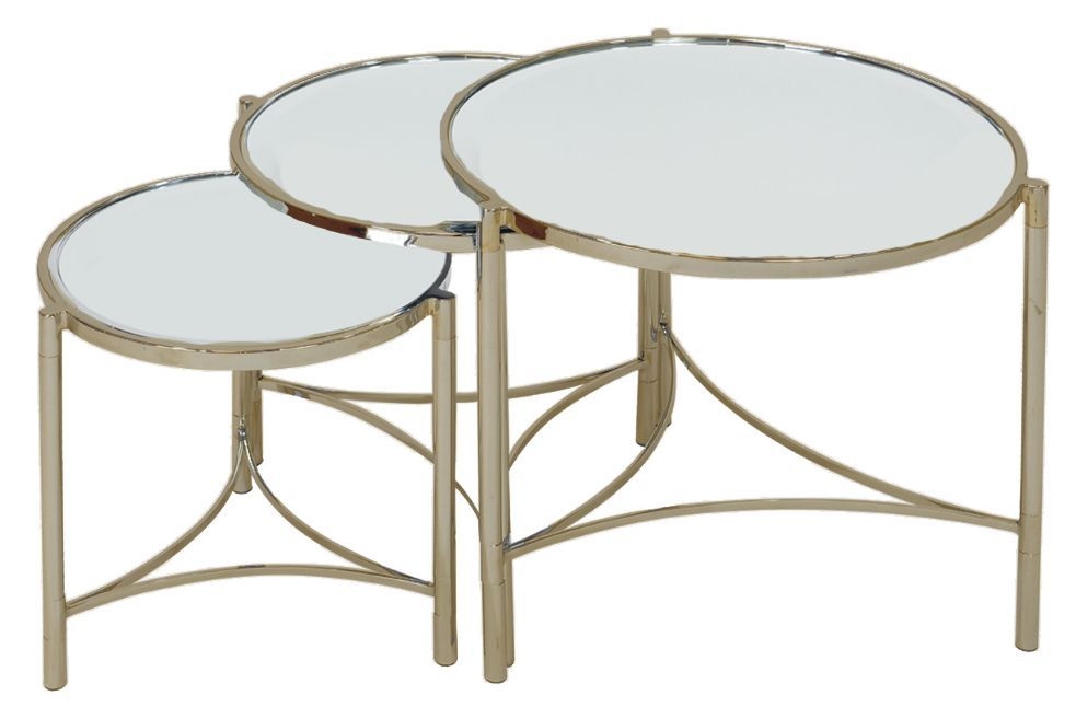 Mindy Brownes Brookville Brass Mirrored Nest Of 3 Tables
