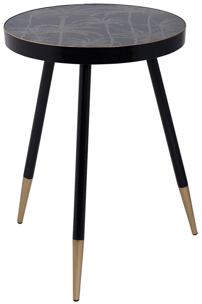 Mindy Brownes Palm Tree Black Round Side Table