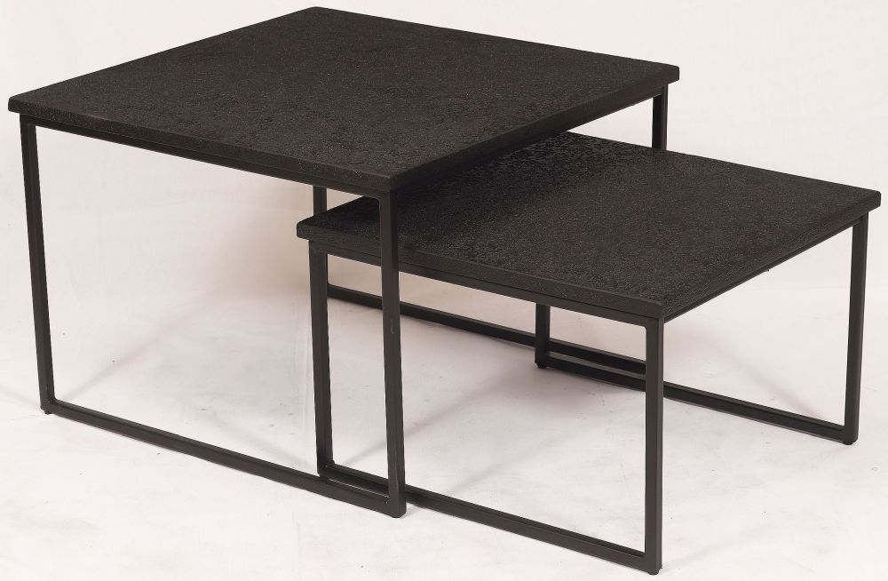 Como Black Set Of 2 Square Side Tables