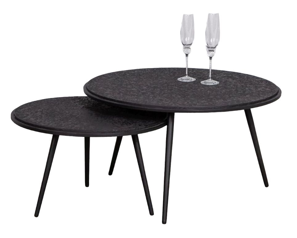 Como Black Set Of 2 Round Coffee Tables