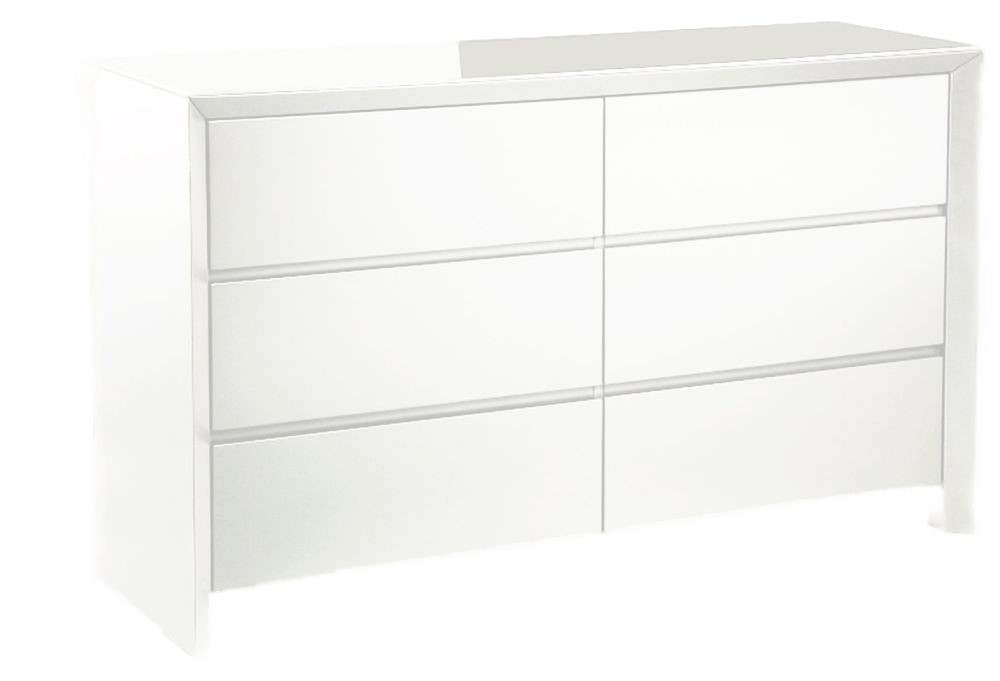 Trento White Gloss 6 Drawer Chest