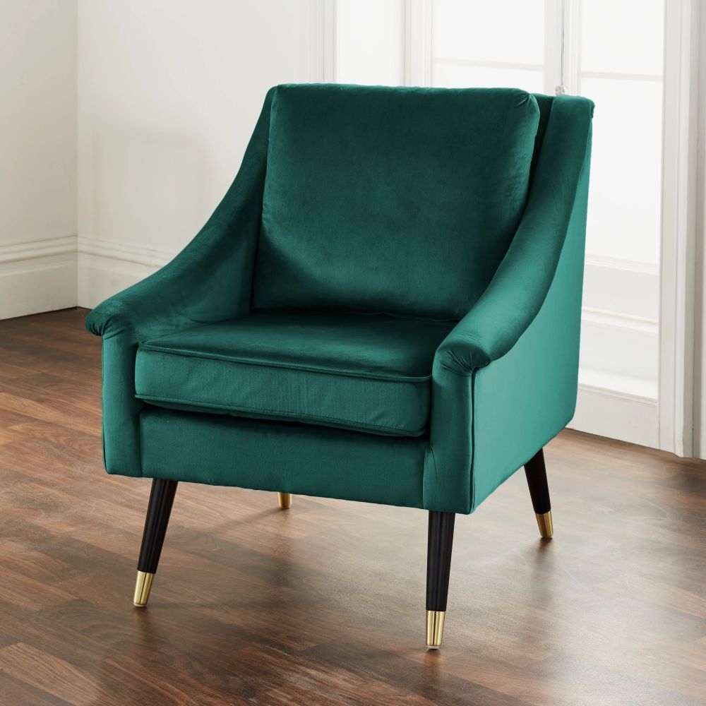 Green Velvet Fabric Armchair