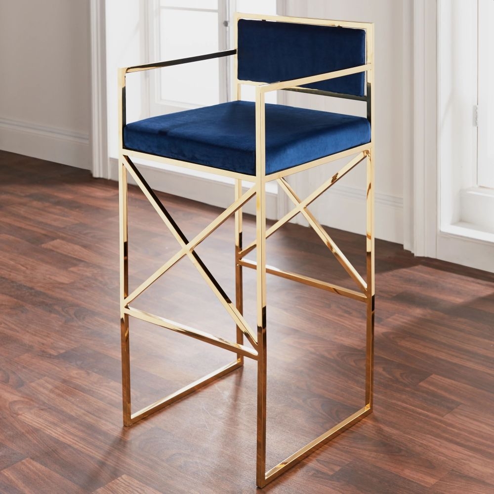Navy Blue And Golden Barstool