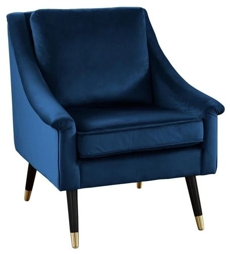Mystique Blue Velvet Fabric Armchair