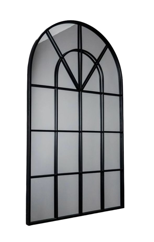 Alsen Black Metal Arch Wall Mirror 60cm X 100cm