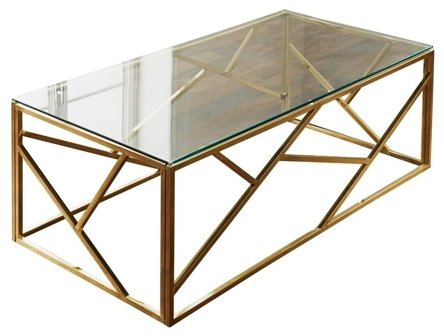 Geometric Gold Plated And Glass Coffee Table