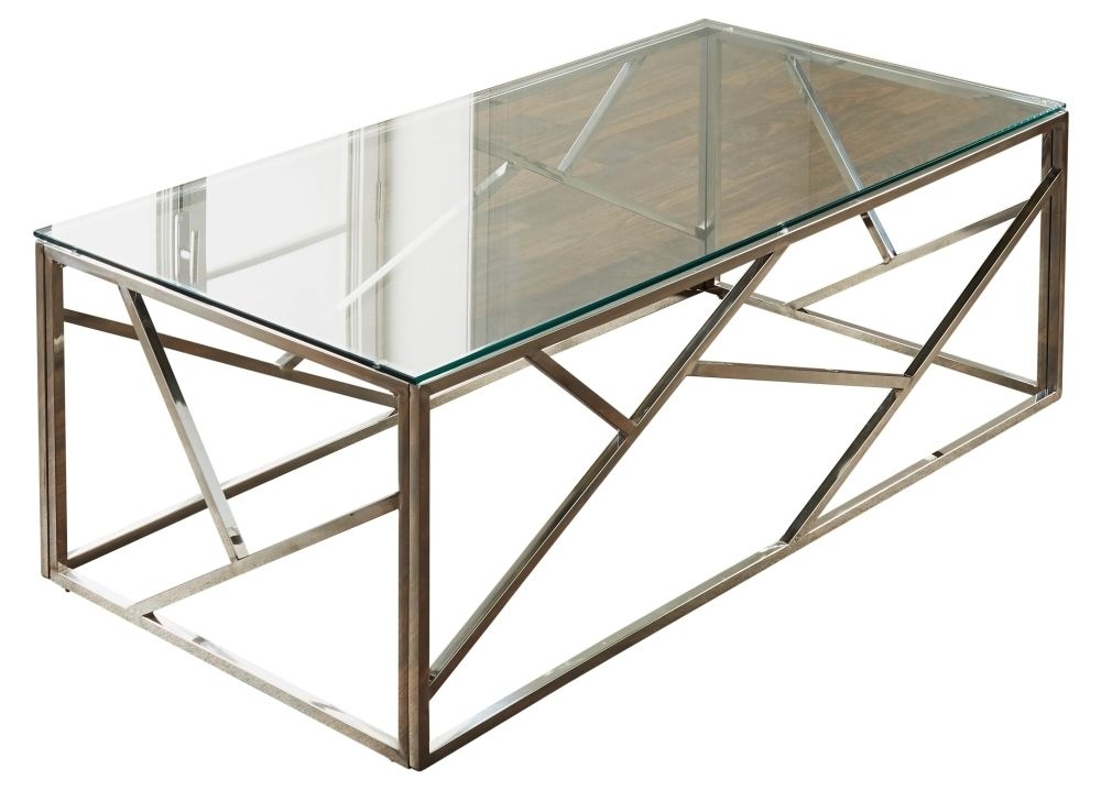 Geometric Silver And Glass Coffee Table