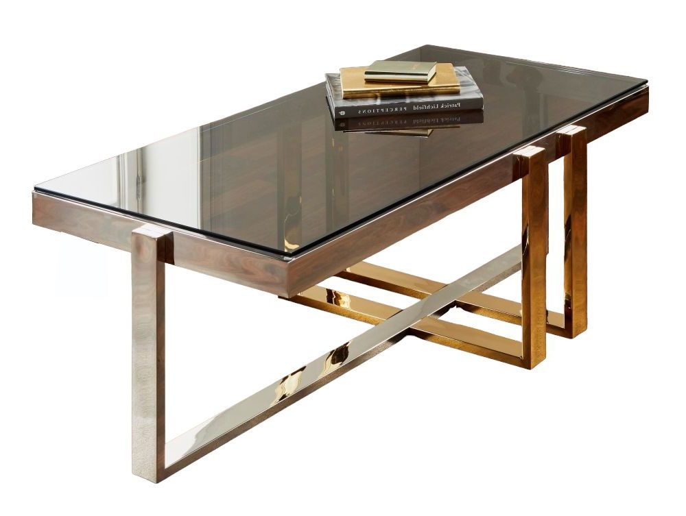 Noble Gold And Silver Glass Coffee Table