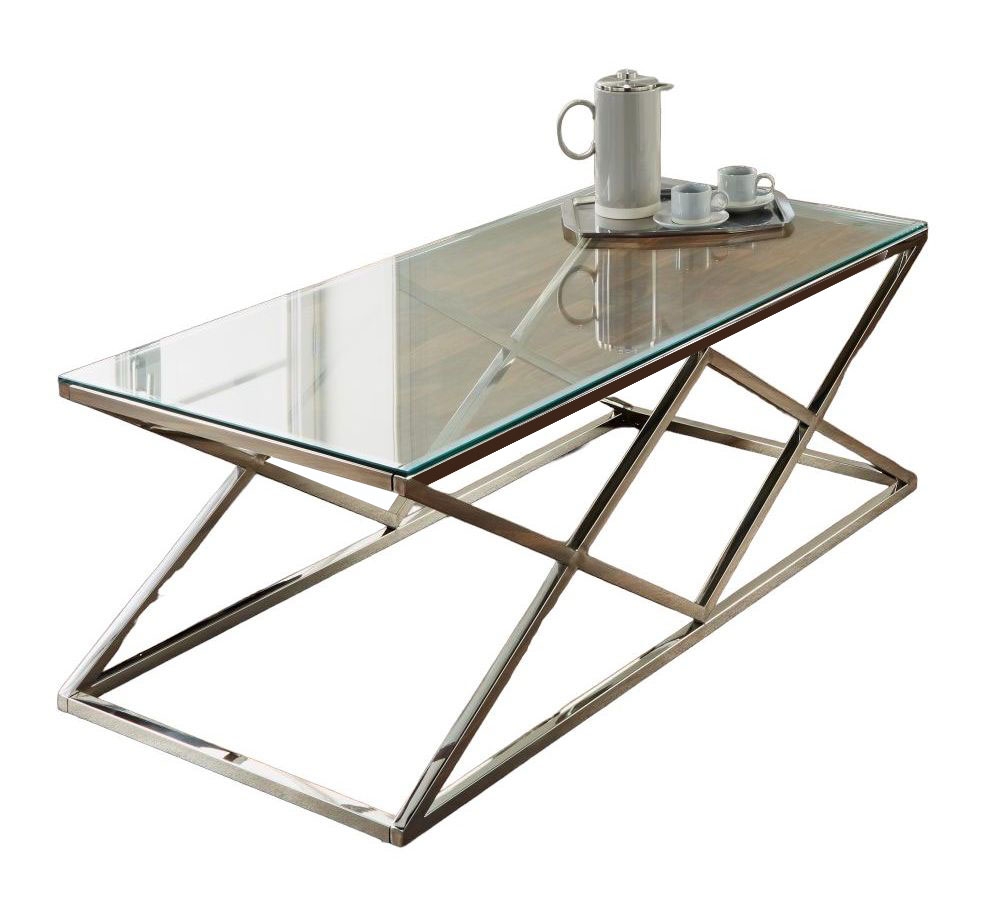 Pyramid Silver Chrome And Glass Coffee Table