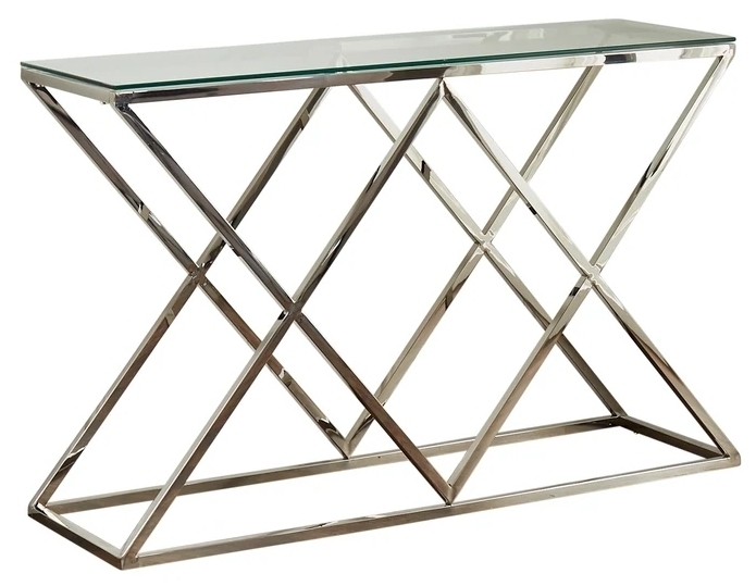Pyramid Silver And Glass Console Table