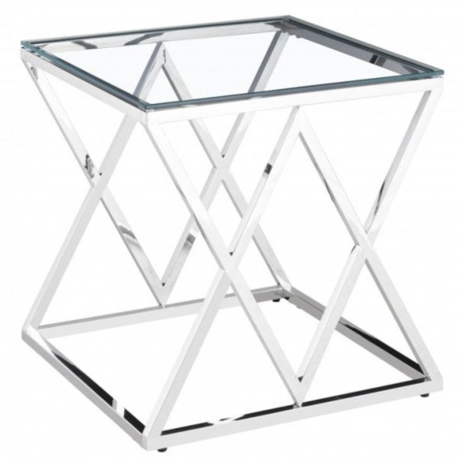 Pyramid Silver And Glass Side Table