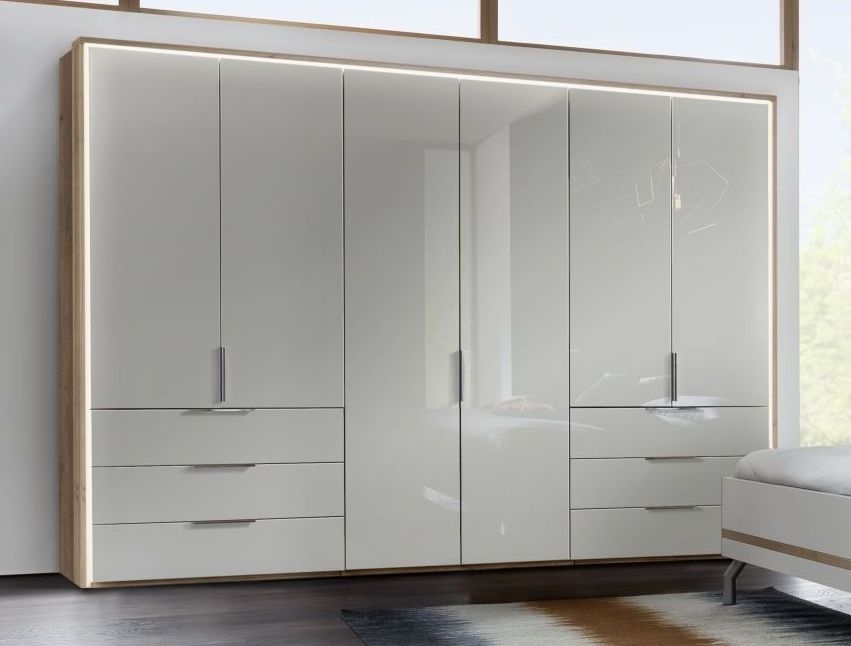 Nolte Concept Me 100 Imitation Sonoma Oak And Gloss White 6 Door Combi Wardrobe 360cm