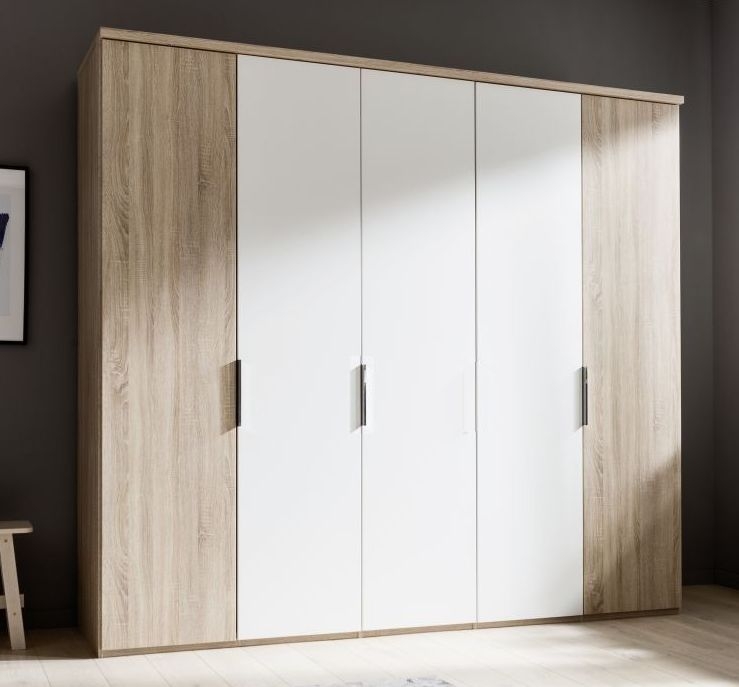 Nolte Concept Me 200 Imitation Sonoma Oak And Polar White 5 Door Folding Panorama Wardrobe 250cm