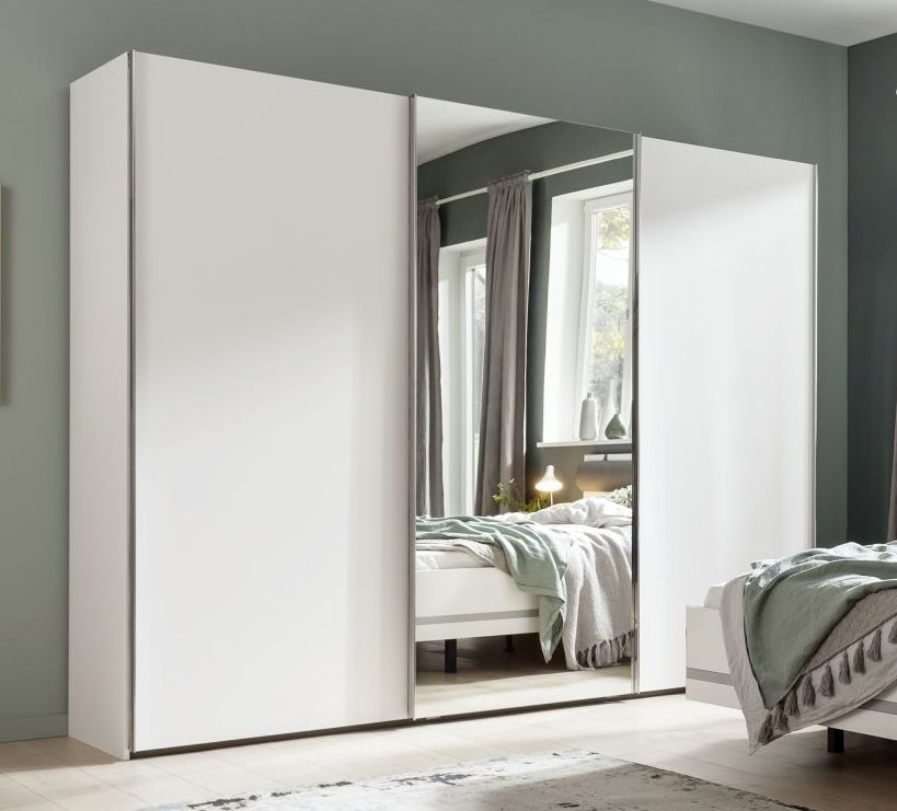 Nolte Concept Me 300 Polar White 3 Door Sliding Wardrobe With 1 Mirror Front 300cm