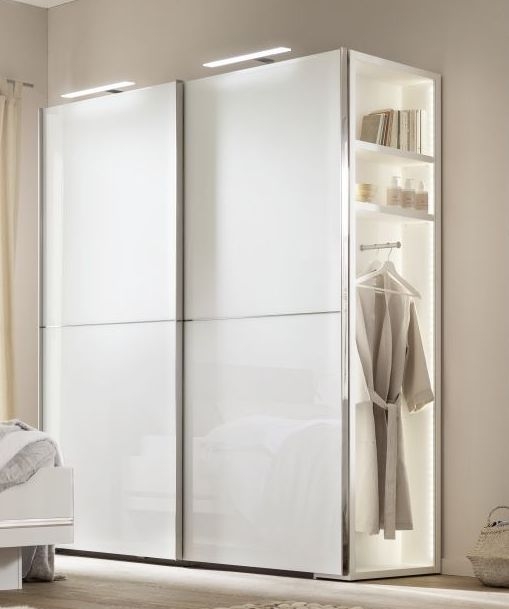 Nolte Concept Me 310 Polar White 2 Door Sliding Wardrobe With End Shelf Unit 200cm