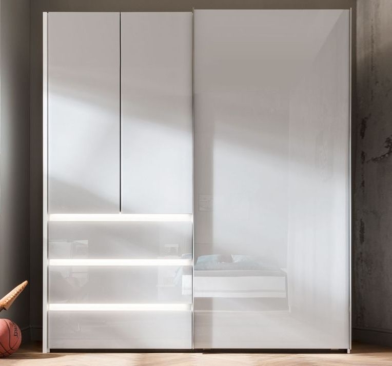 Nolte Concept Me 320 Polar White 2 Hinged Door And 1 Sliding Door Combi Wardrobe With 3 Drawers 200cm