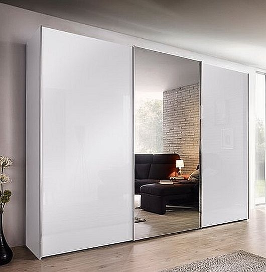 Nolte Savena Polar White 3 Door Sliding Wardrobe With 1 Mirror Front 270cm