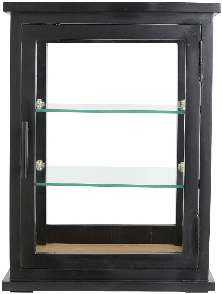 Nordal Arno Black Mango Wood 1 Door Display Cabinet