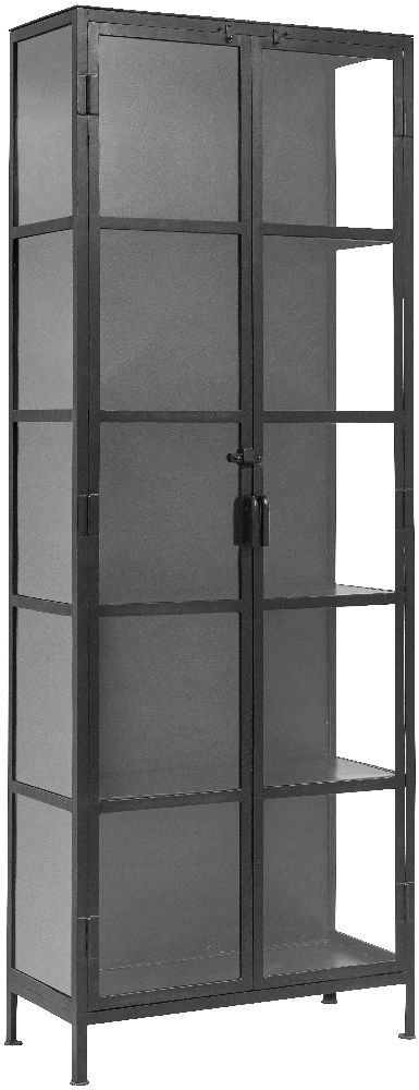 Nordal Phoenix Black 2 Door Glass Tall Display Cabinet