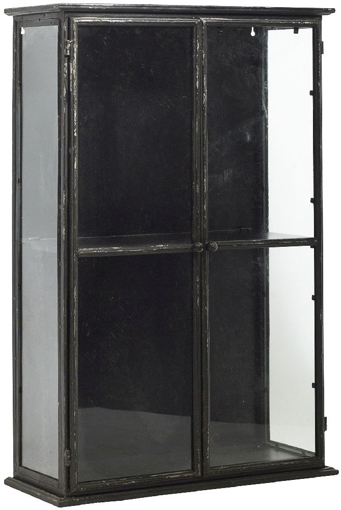 Nordal Downtown Black 2 Door Glass Wall Display Cabinet