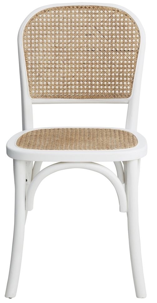 Nordal Wicky White And Natural Rattan Dining Chair Sold In Pairs