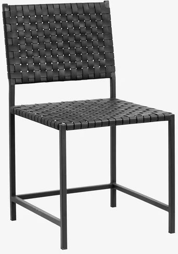Nordal Weaving Black Leather Metal Dining Chair Sold In Pairs