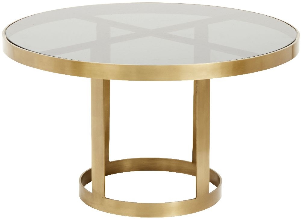 Nordal Luxury Black Glass And Gold Round Coffee Table