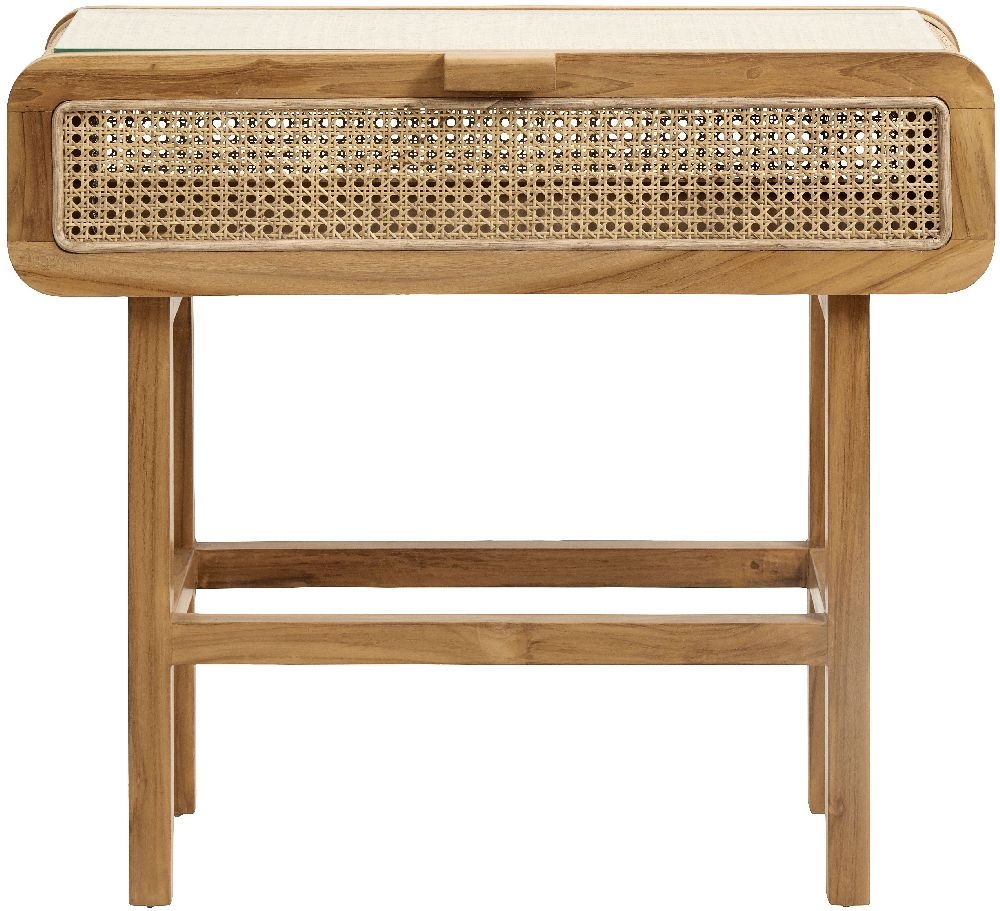 Nordal Merge Rattan Console Table With Glass Top