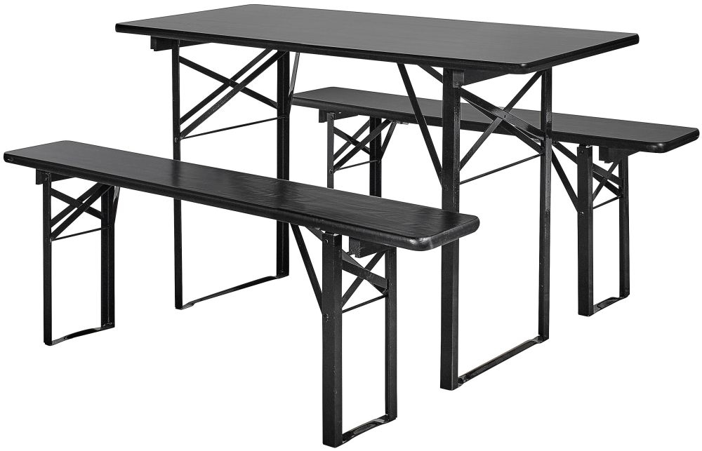 Nordal Black Small Dining Table With 2 Bench