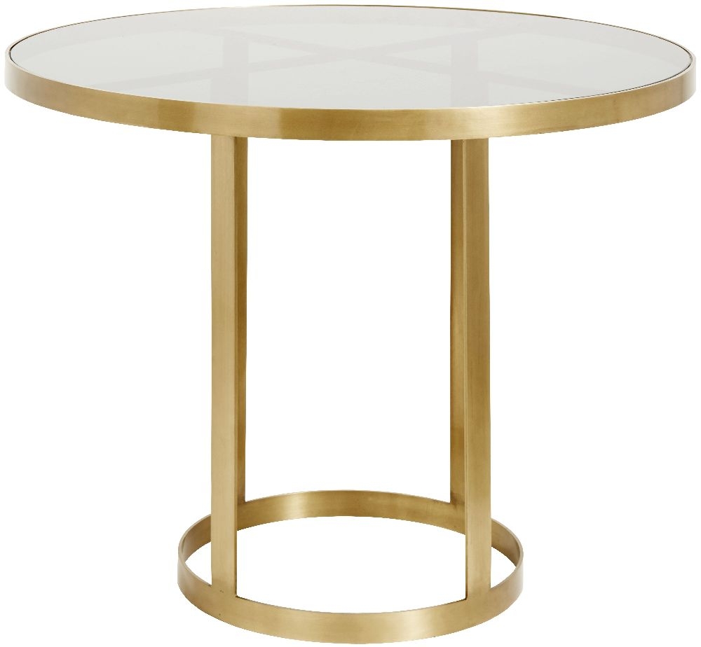 Nordal Luxury Gold And Black Glass Round Dining Table