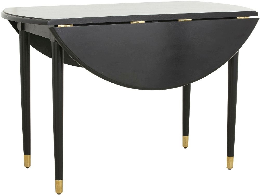 Nordal Ahr Black Mango Wood Round Flip Top Dining Table