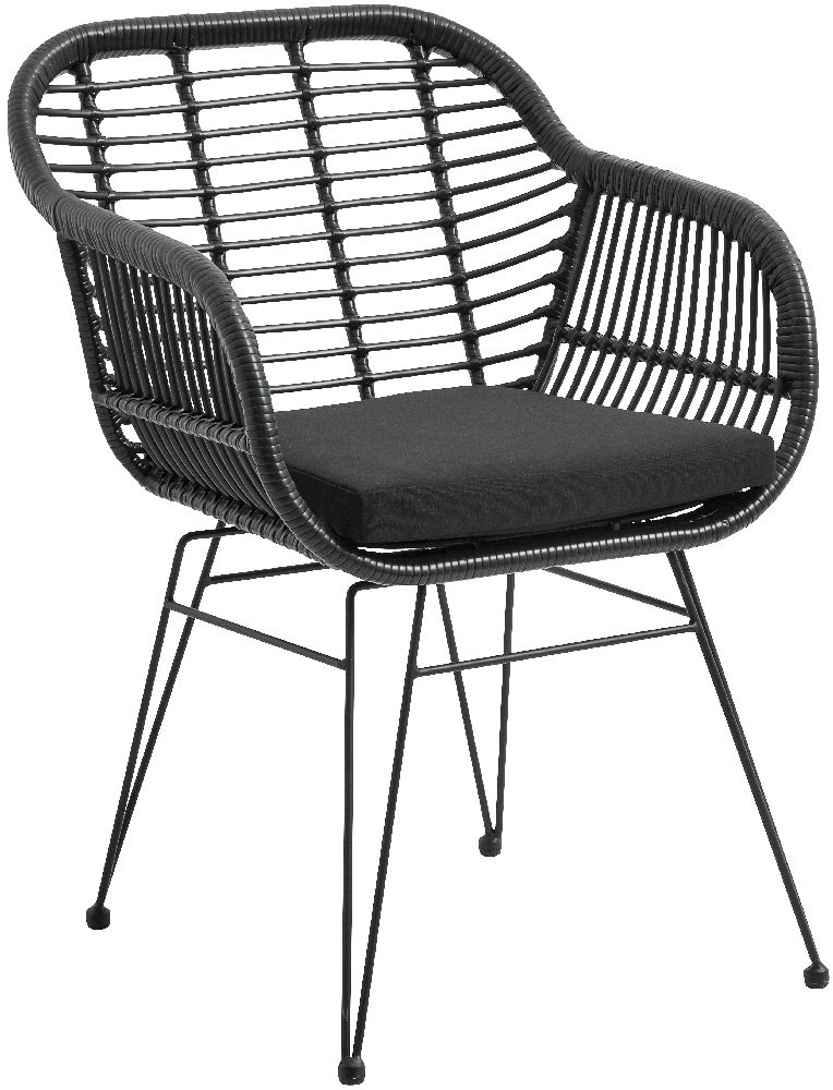 Nordal Black Garden Armrest Chair
