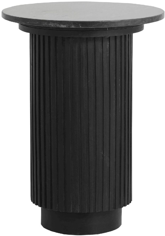 Nordal Erie Black Marble Round Side Table