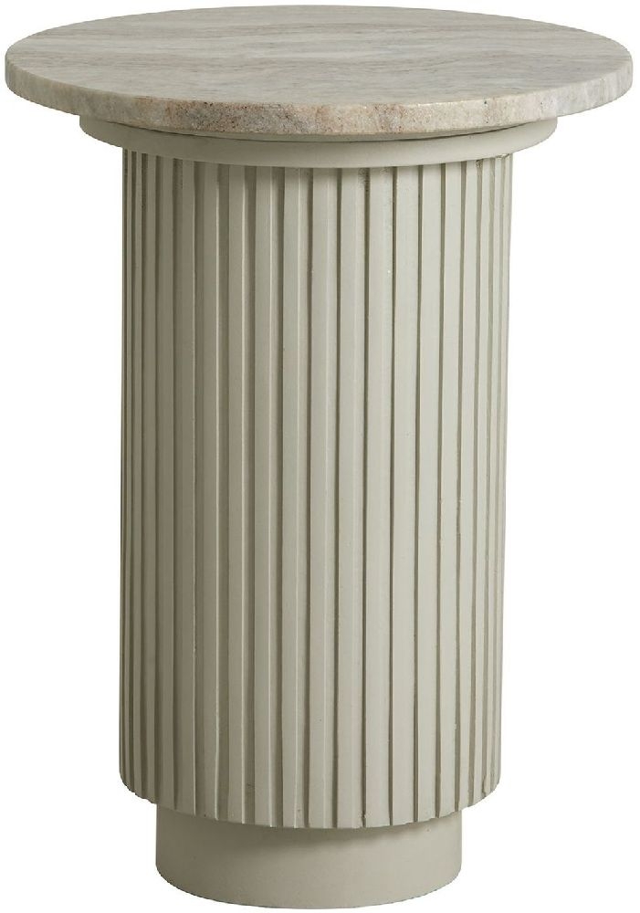 Nordal Erie White Marble Round Side Table