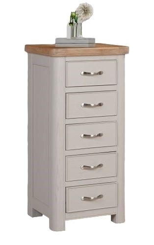 Clarion Oak And Grey Painted 5 Drawer Tall Chest