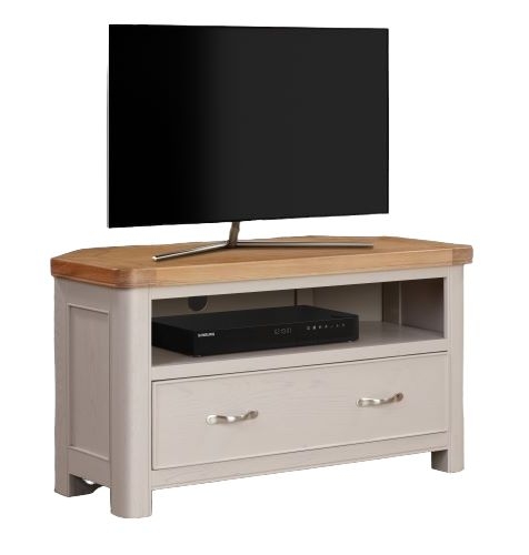 Clarion Oak And Grey Painted Corner Tv Unit