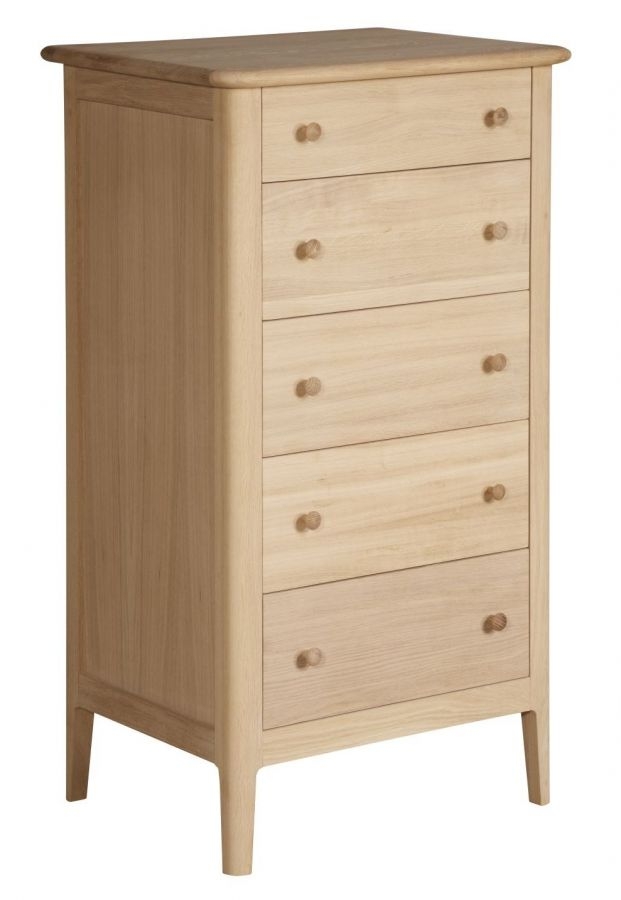 Hudson Oak Chest Of Drawer 5 Drawer Tall