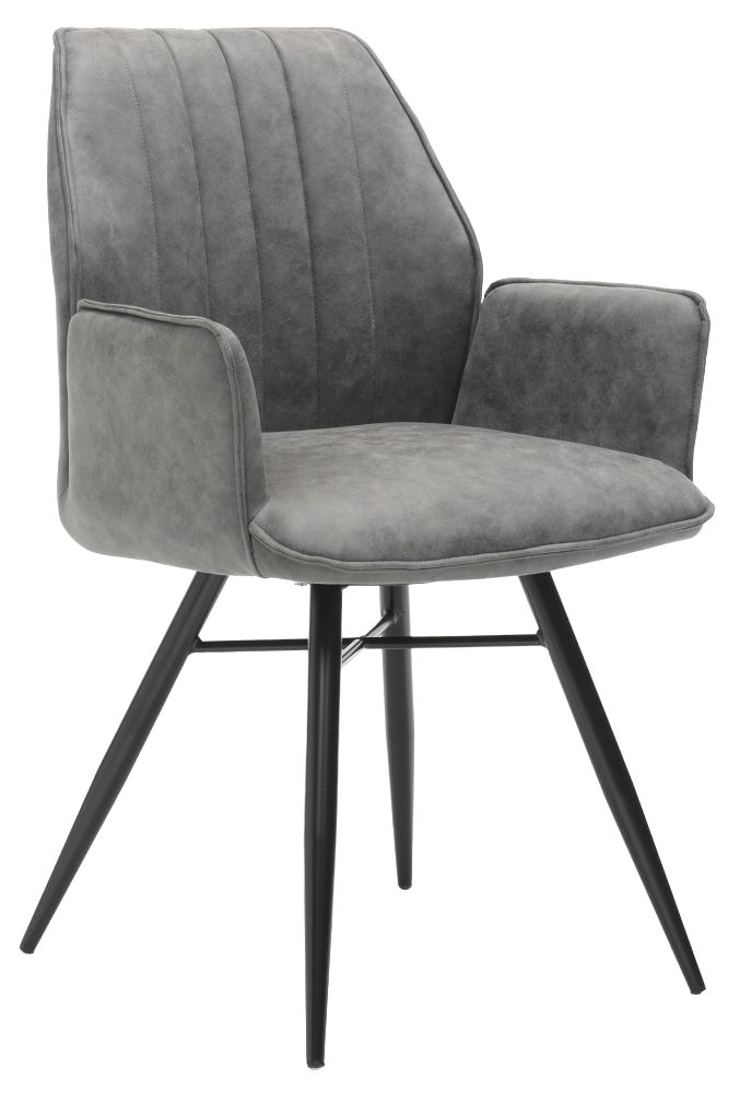 Clark Soft Steel Fabric Dining Armchair Sold In Pairs