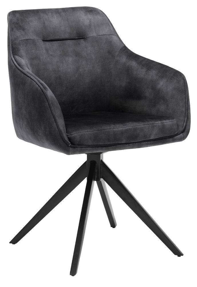Jazz Aurora Velours Anthracite Fabric Dining Armchair Sold In Pairs