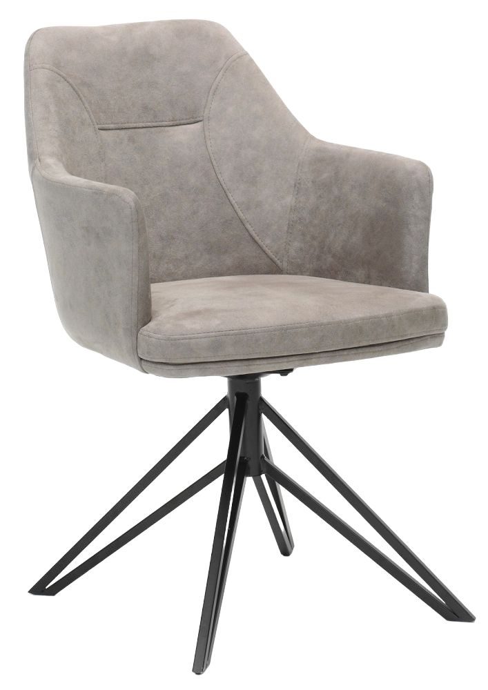 Calvin Soft Pebble Fabric Dining Armchair Sold In Pairs