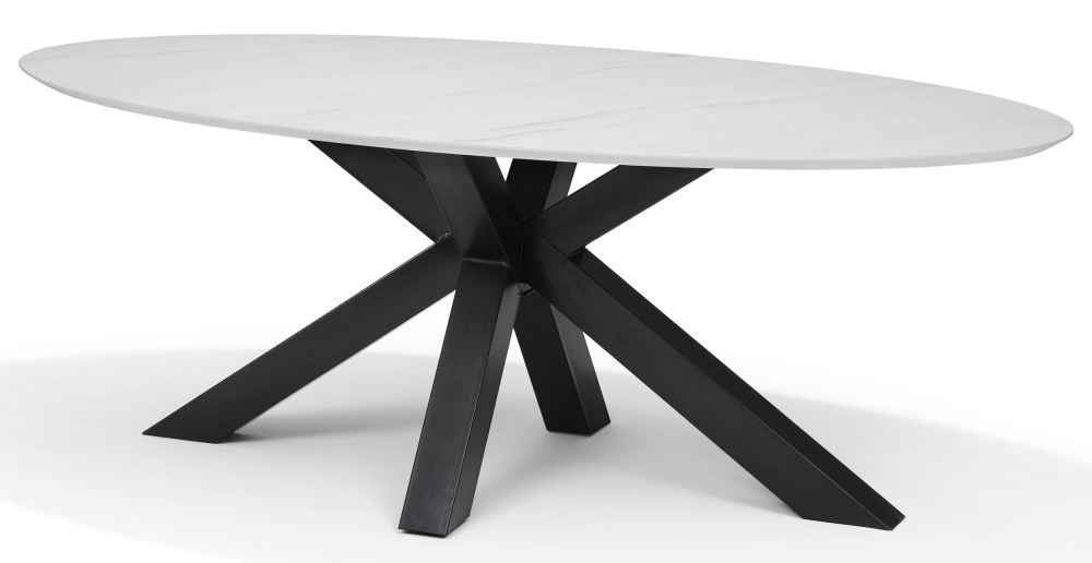 Switch White And Black 10 Seater Oval Dining Table 240cm