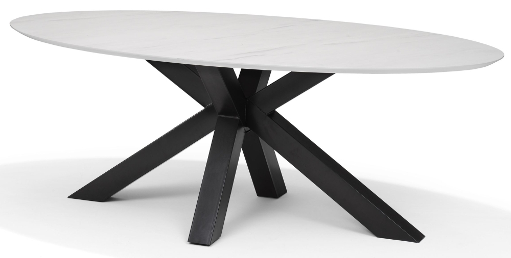 Switch White And Black 10 Seater Oval Dining Table 260cm