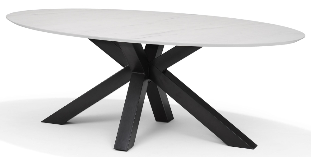 Switch White And Black 4 Seater Oval Dining Table 150cm