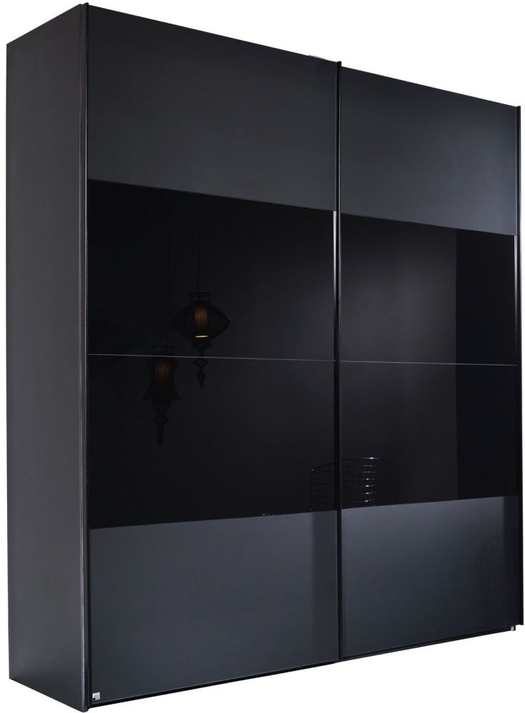 Rauch 20up Front 3a 2 Door Black Gloss Sliding Wardrobe 160cm