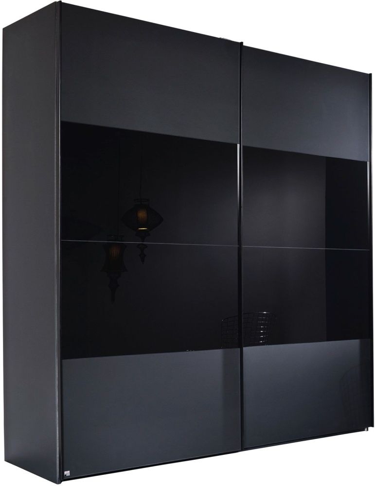 Rauch 20up Front 3a 2 Door Black Gloss Sliding Wardrobe 180cm