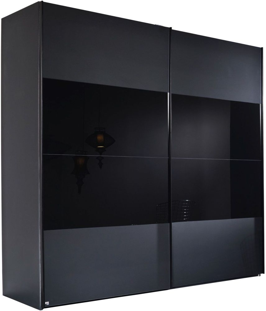 Rauch 20up Front 3a 2 Door Black Gloss Sliding Wardrobe 220cm