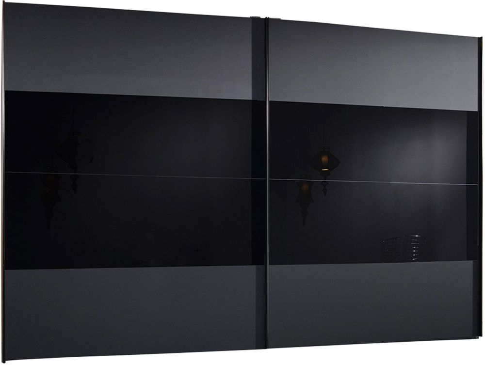 Rauch 20up Front 3a 2 Door Black Gloss Sliding Wardrobe 300cm