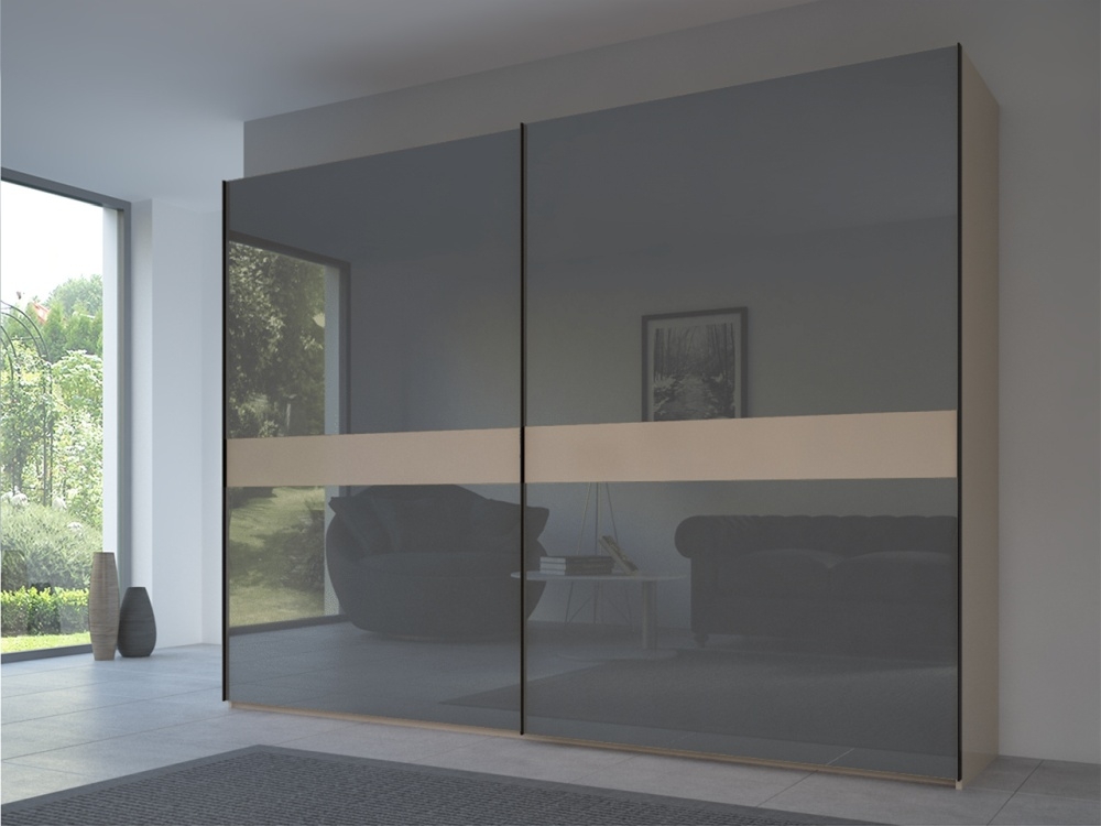 Rauch 20up Front 4a Sliding Wardrobe With Glossy Glass Front